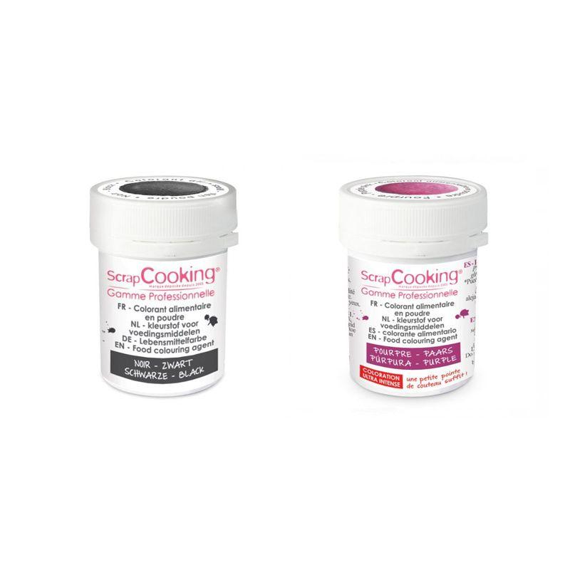 2 colorants alimentaires en poudre - noir-pourpre Scrapcooking