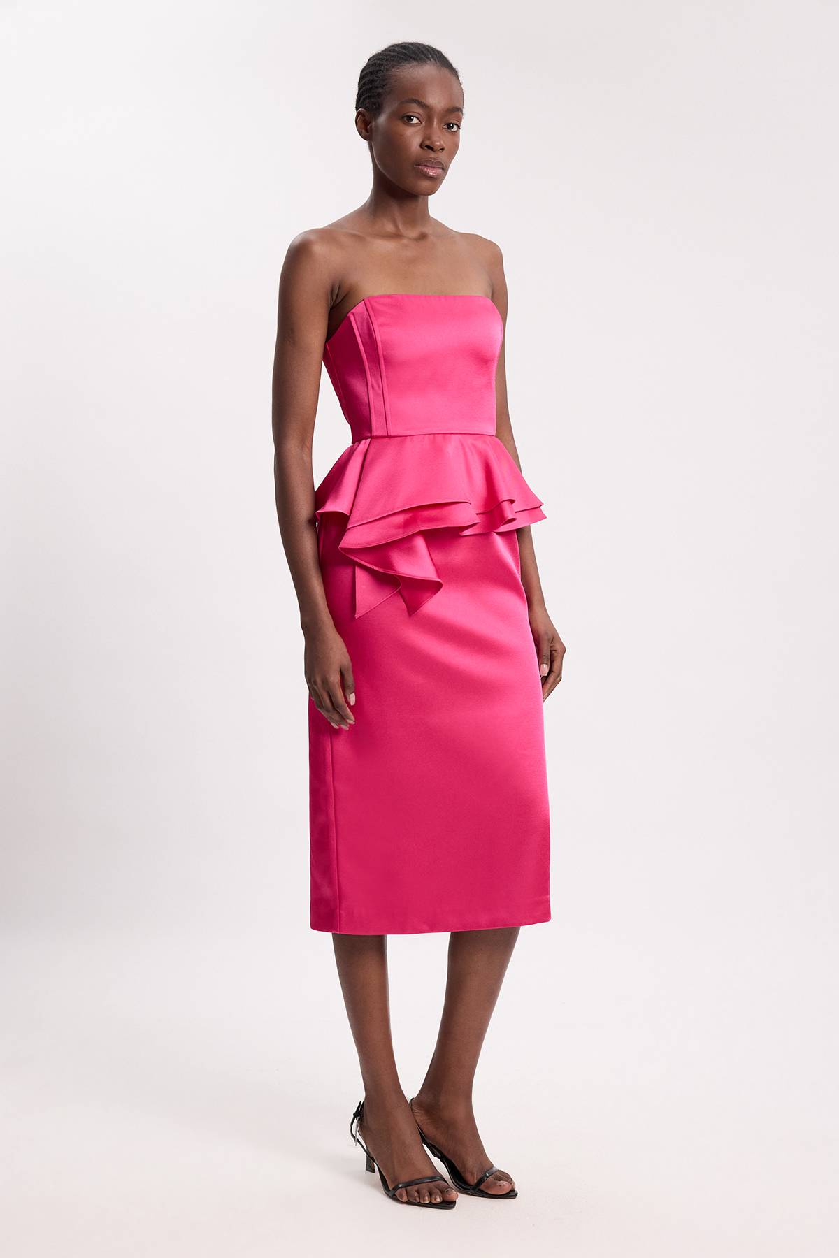 KarenMillen Robe Midi Fourreau En Satin Doublé Avec Basque