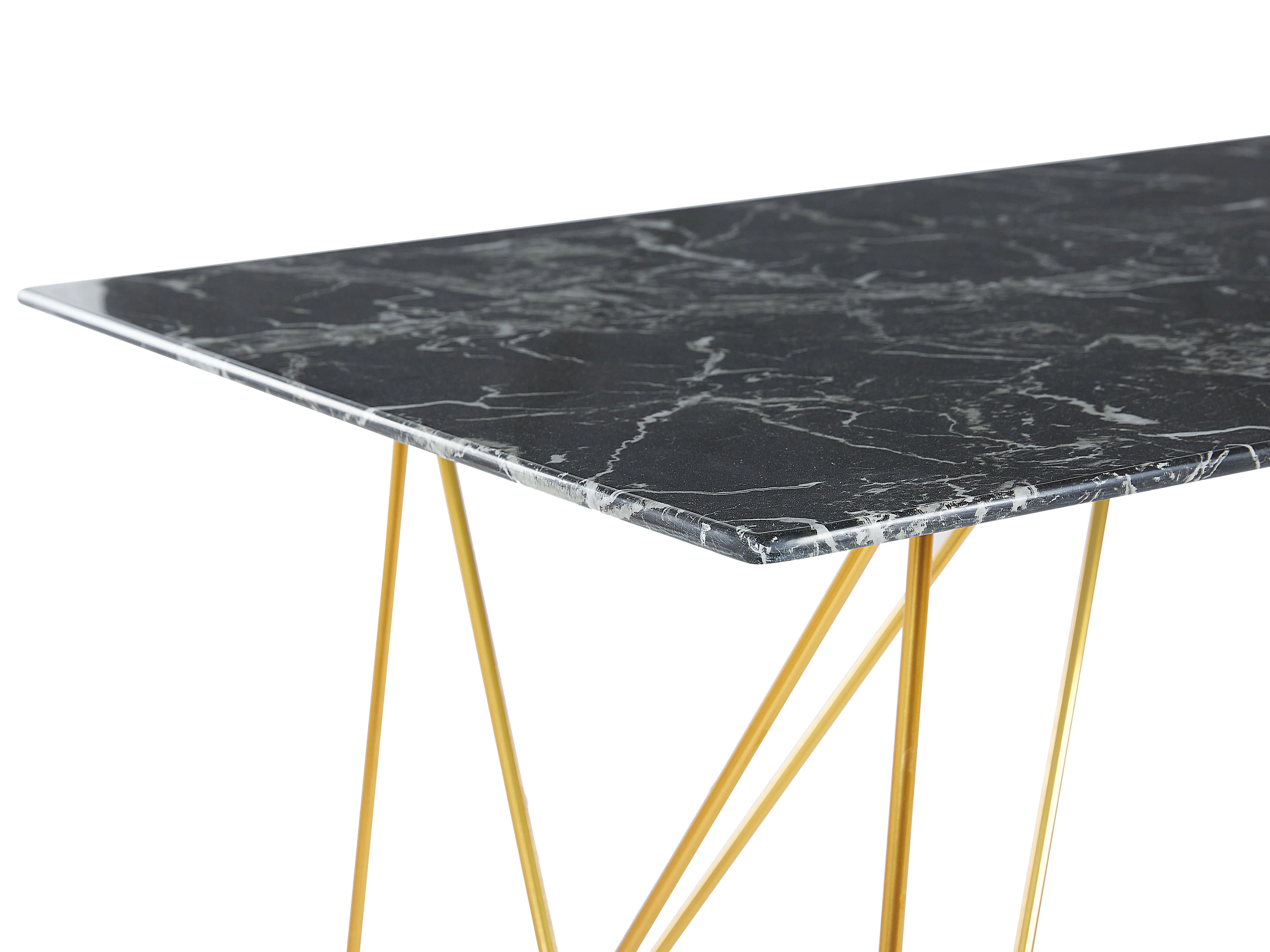 Eettafel KENTON Zwart marmer 80 cm Veiligheidsglas 140 cm