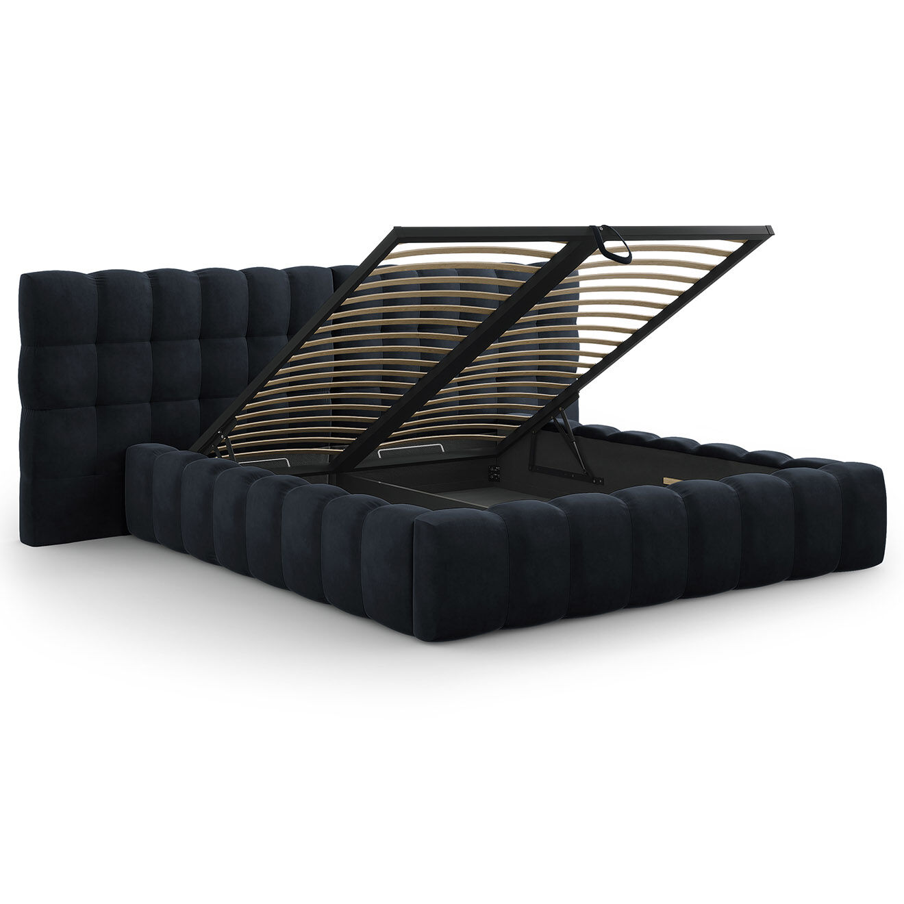 Cosmopolitan Design Lit avec coffre de rangement Bali Velours bleu foncé - 180x200 cm