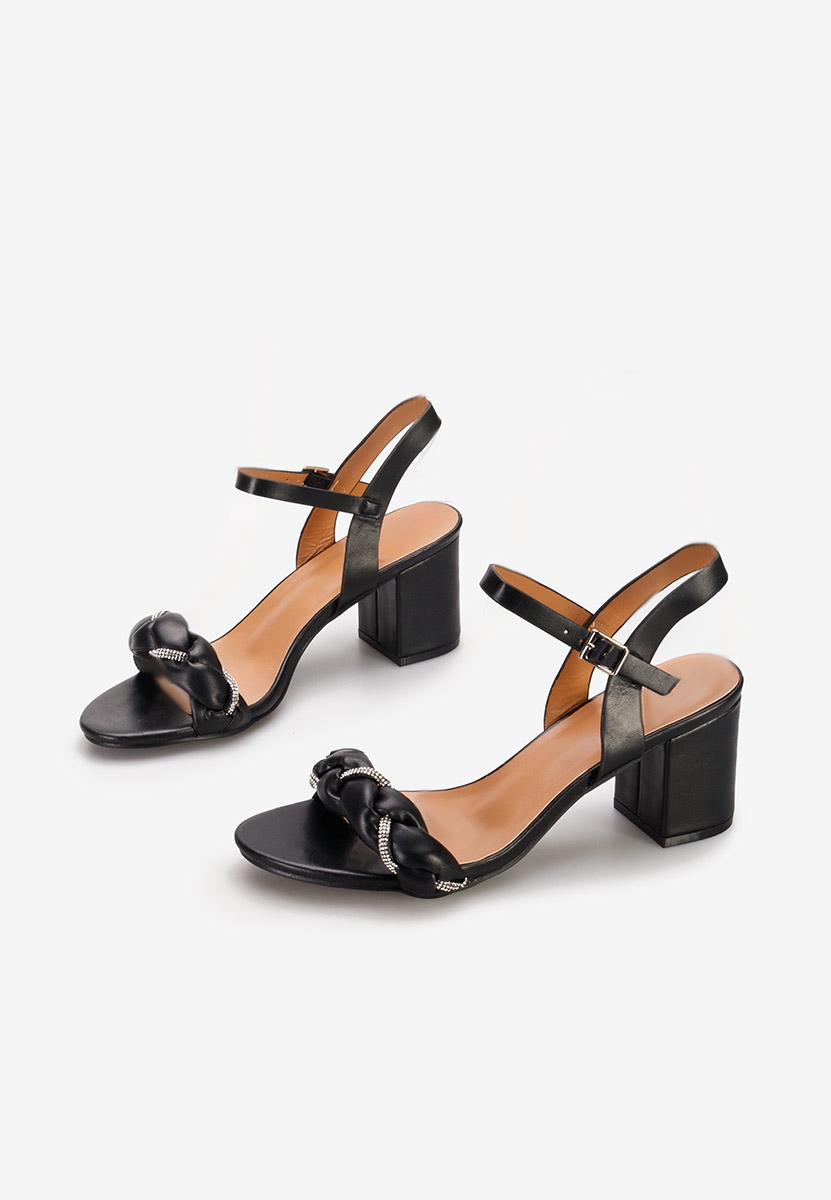 Sandales à talon épais noires Brillya