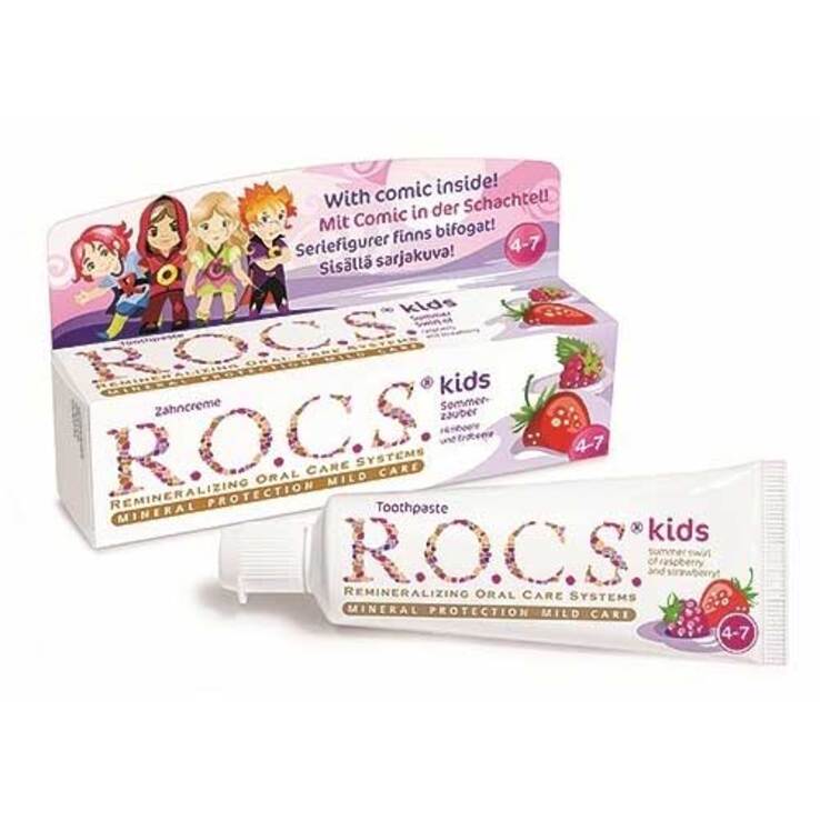 Rocs Kinder Himbeere + Erdbeere Zahnpasta, 45 g