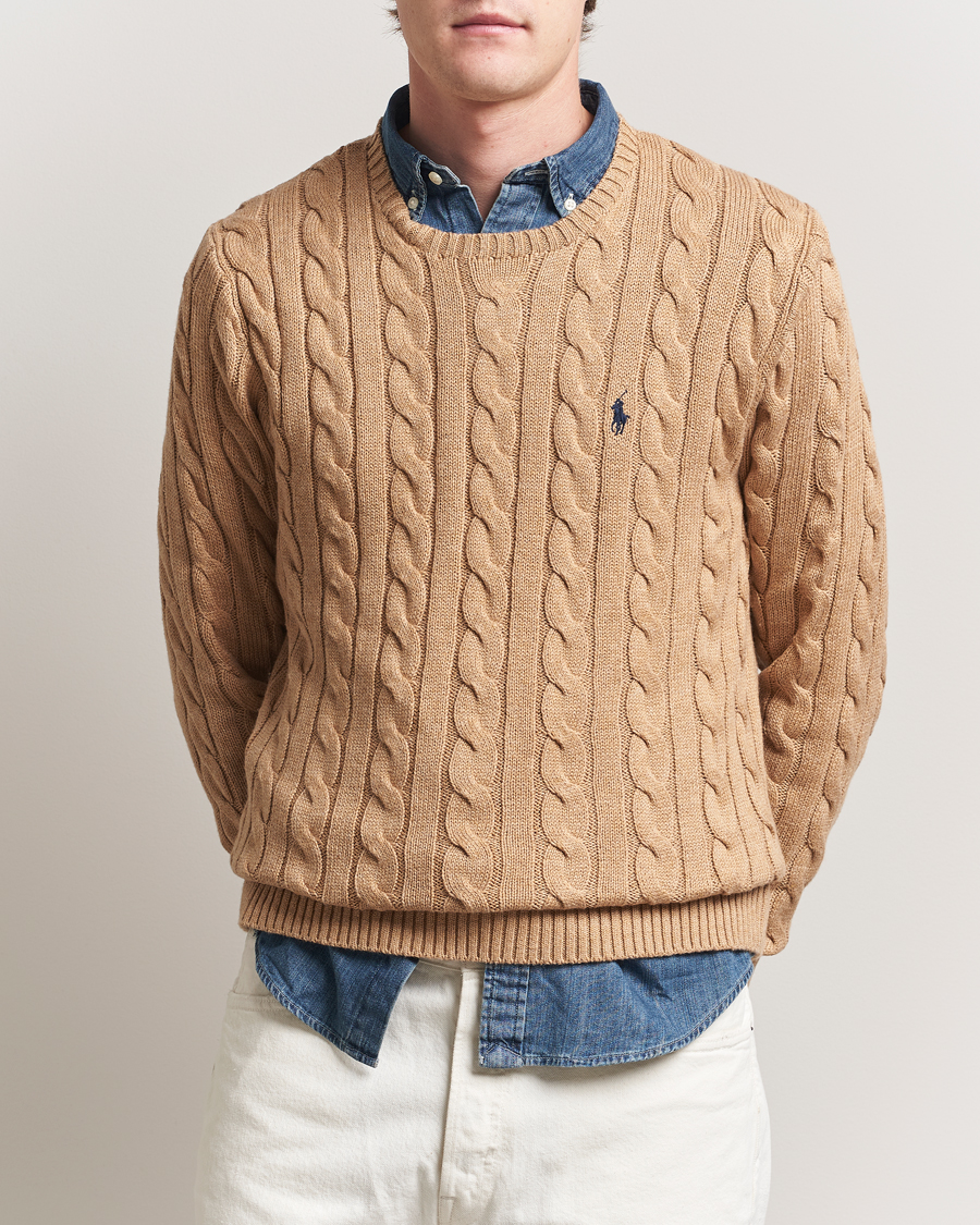Polo Ralph Lauren Cotton Cable Pullover Camel Melange