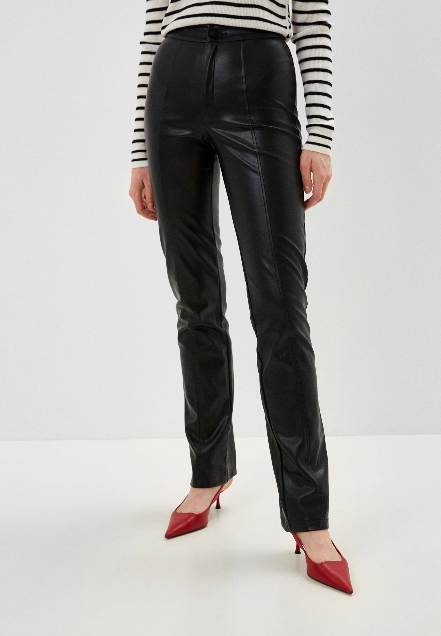 Couture Club Seam Detail Leren Broek Dames Zwart