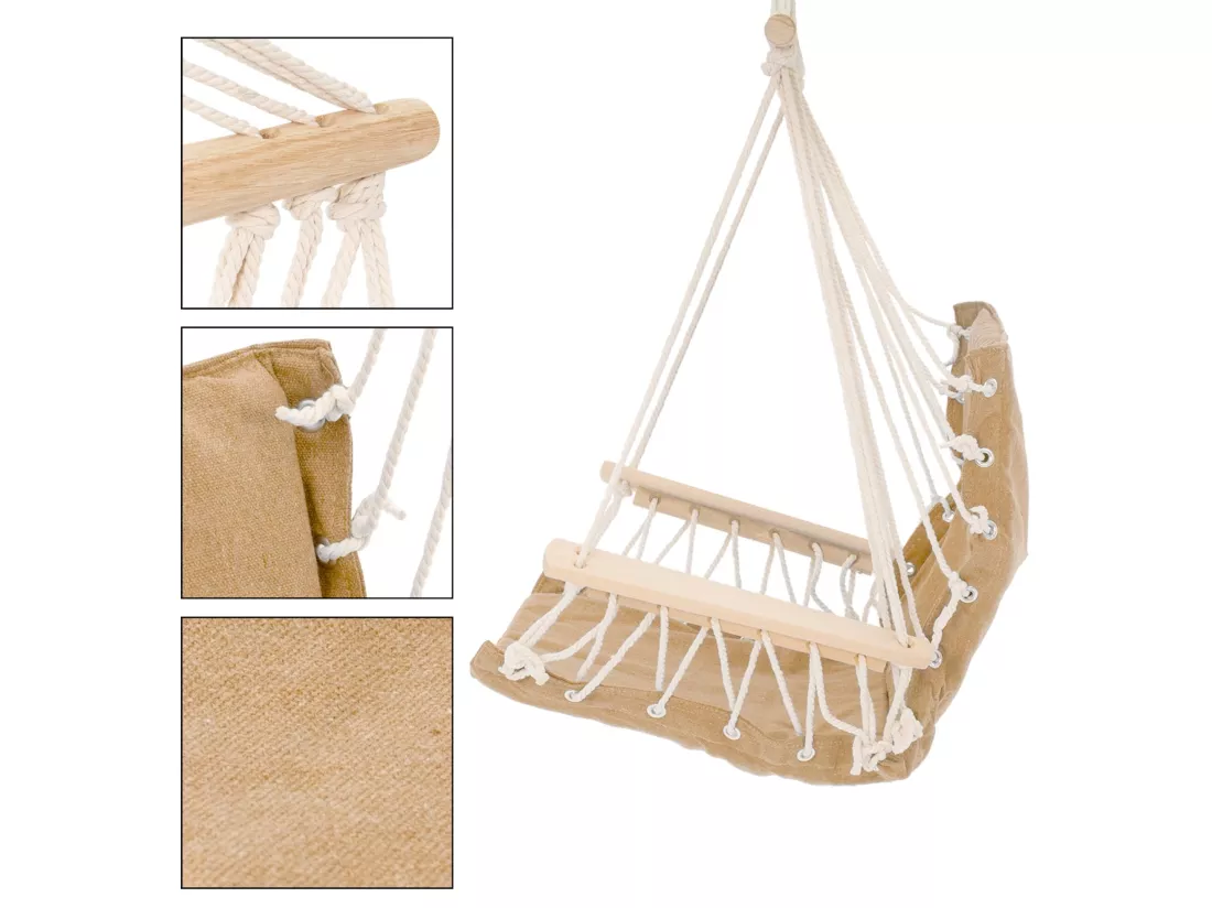 Chaise suspendue siège fauteuil suspendu hamac Terracotta 120 kg ECD Germany