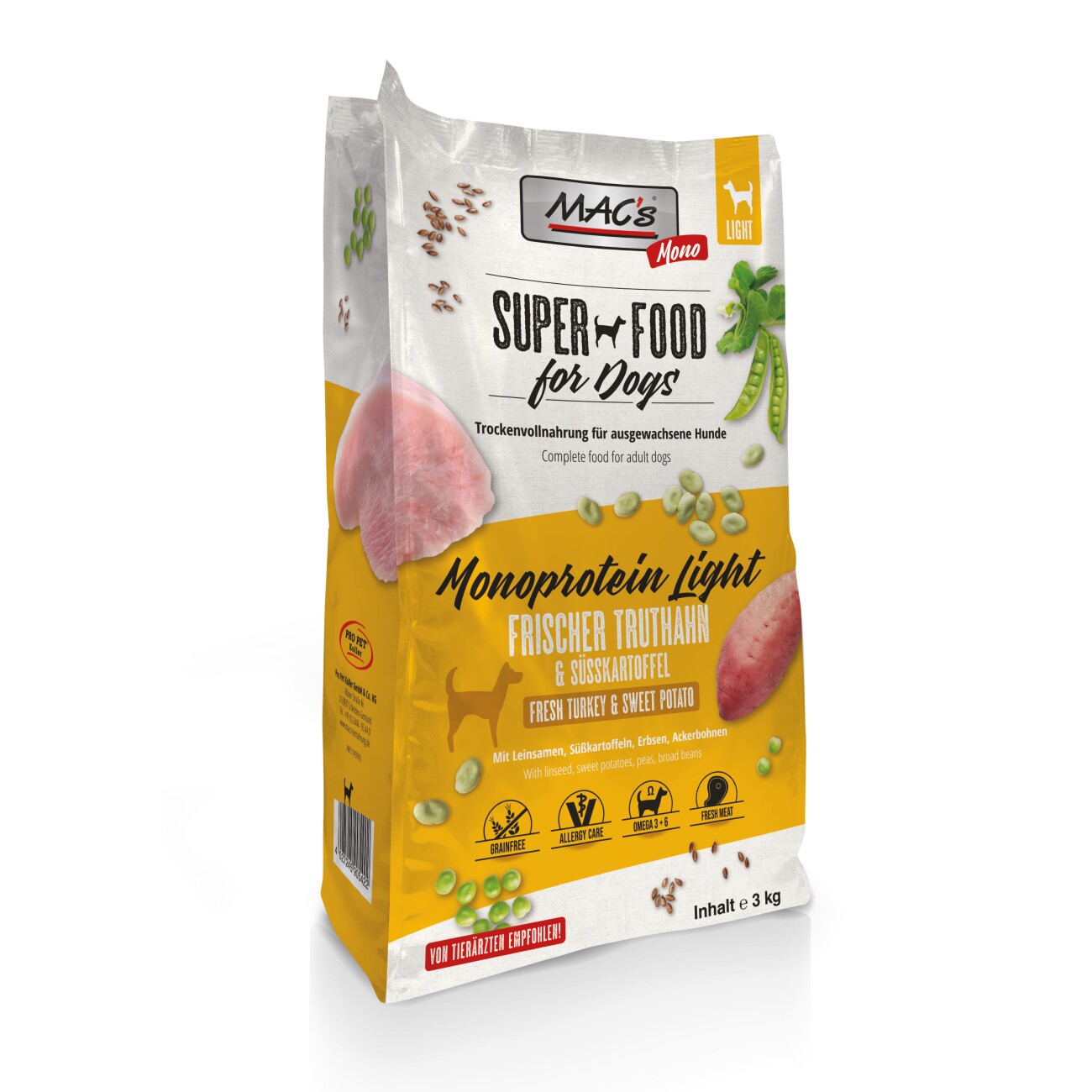 MAC's Dog Mono Trockenfutter Hund Senior Light Truthahn 3 kg