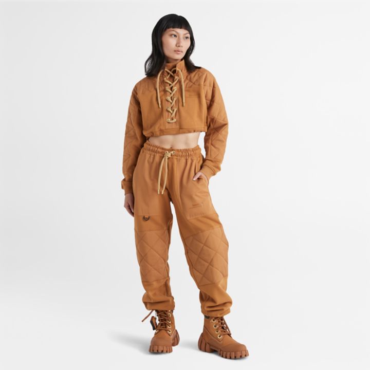 Moletom cropped Timberland x Humberto Leon feminino em amarelo escuro