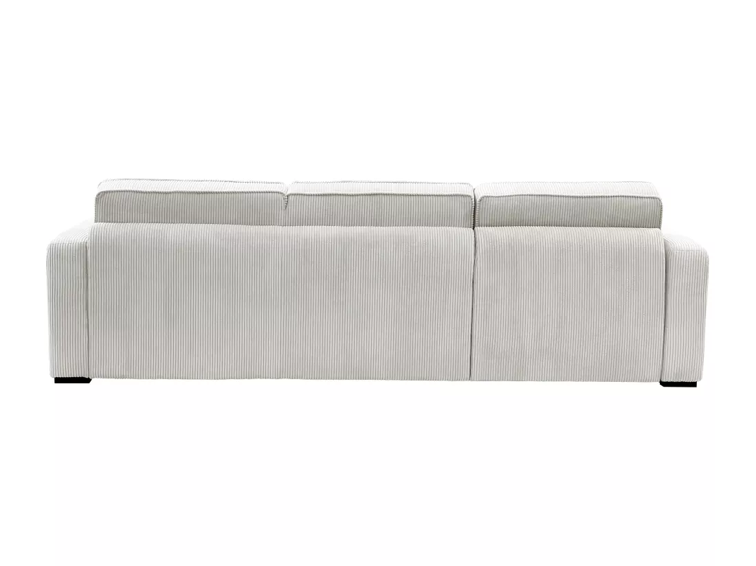 Canapé d'angle convertible express et réversible en velours côtelé beige - Matelas 13 cm - Couchage 140 cm - MONDOVI
