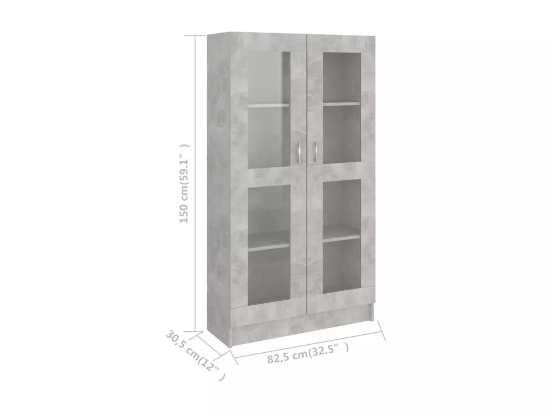 Armoire à vitrine Gris béton 82,5x30,5x150 cm Aggloméré