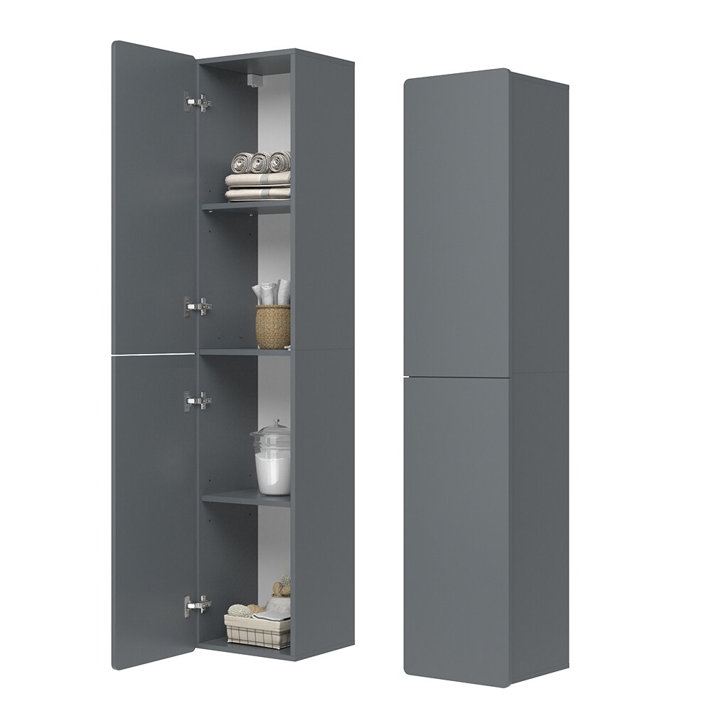 Vicco Hochschrank Izan Grau 37 x 172 cm Badezimmer 2 Türen