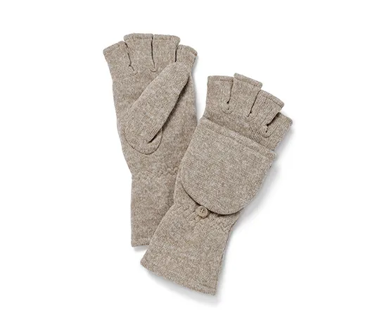 Strickfleece-Klappfäustlinge, beige