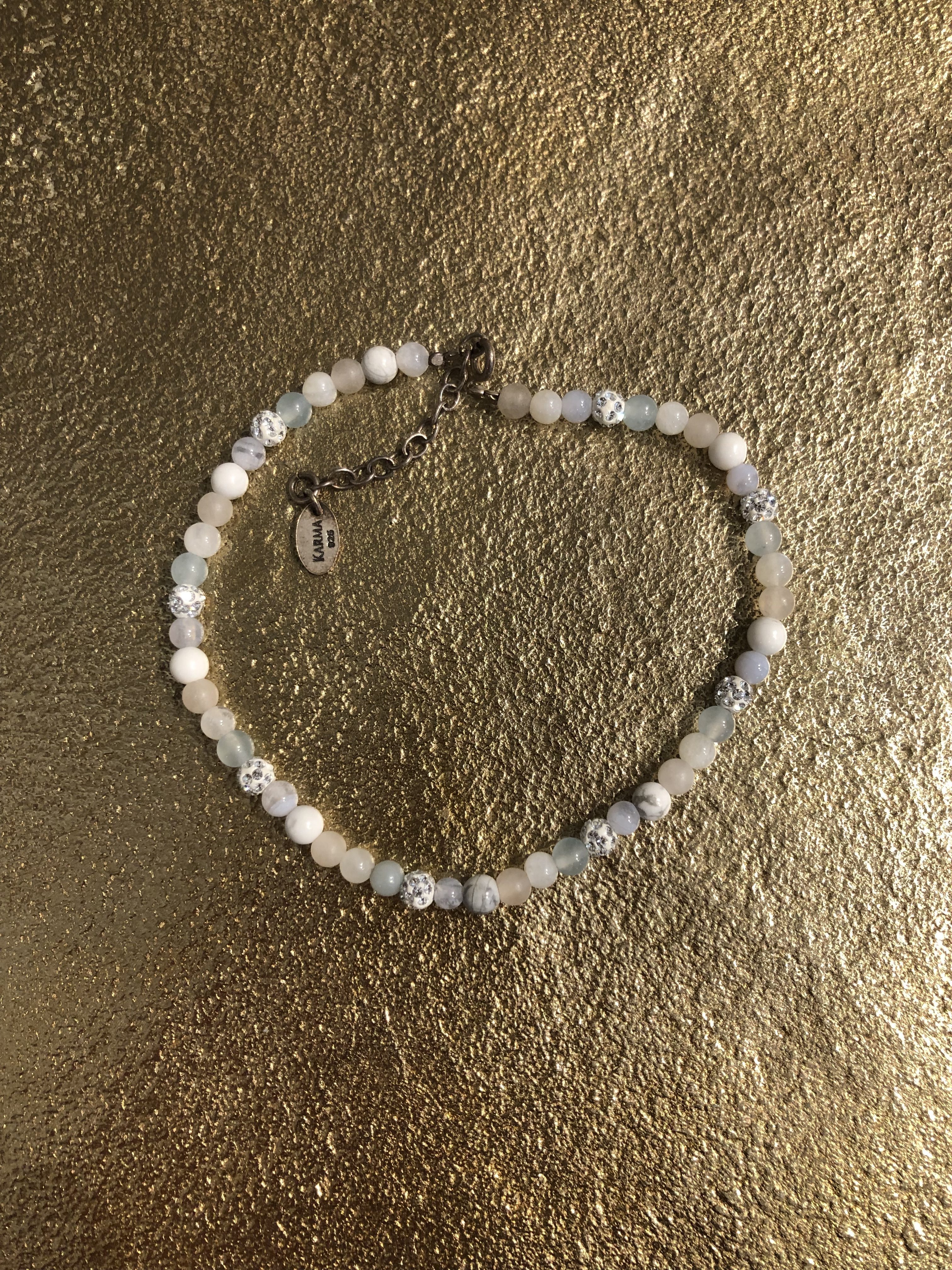 Pimps & Pearls -  Enkelband - Mint/Wit/Silver