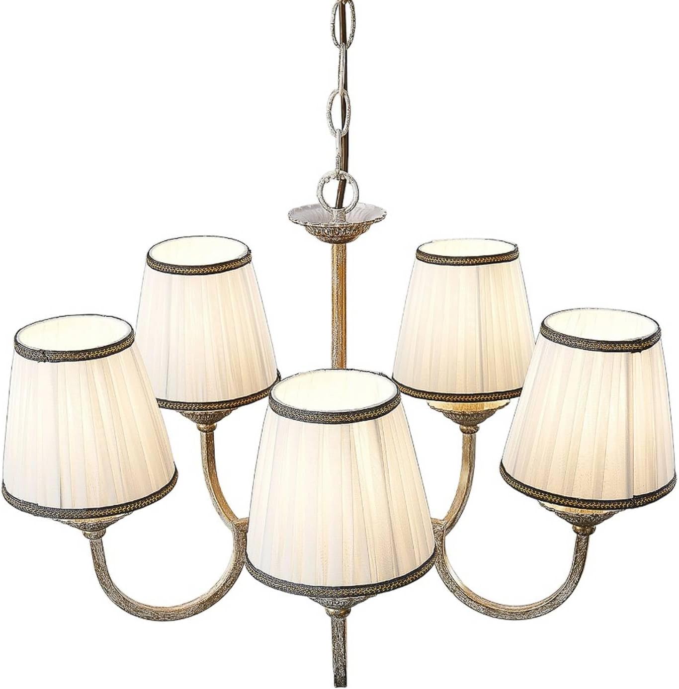 Lindby Kronleuchter Lumiel (Landhaus, Vintage Rustikal) in Bronze aus Textil (5 flammig E14) - Pendelleuchte Hängelampe Lüster Lampe Deckenleuchte Deckenlampe Wohnzimmerleuchte