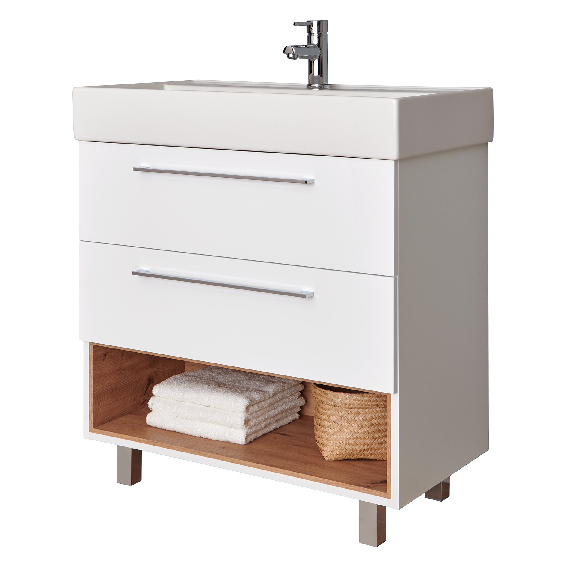 Waschbeckenunterschrank - weiß - Artisan Eiche - 80 cm