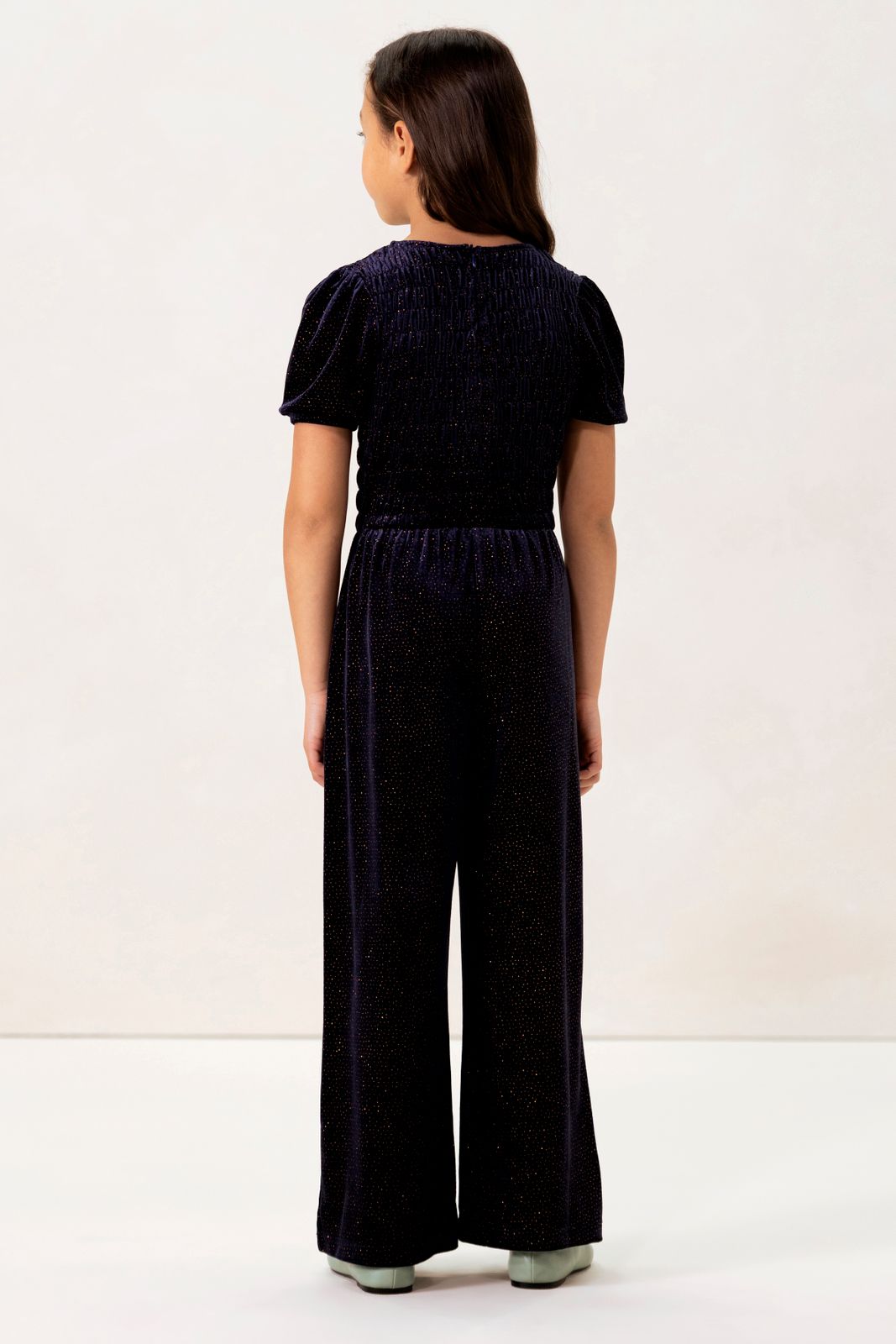 Donkerblauwe jumpsuit met glitters