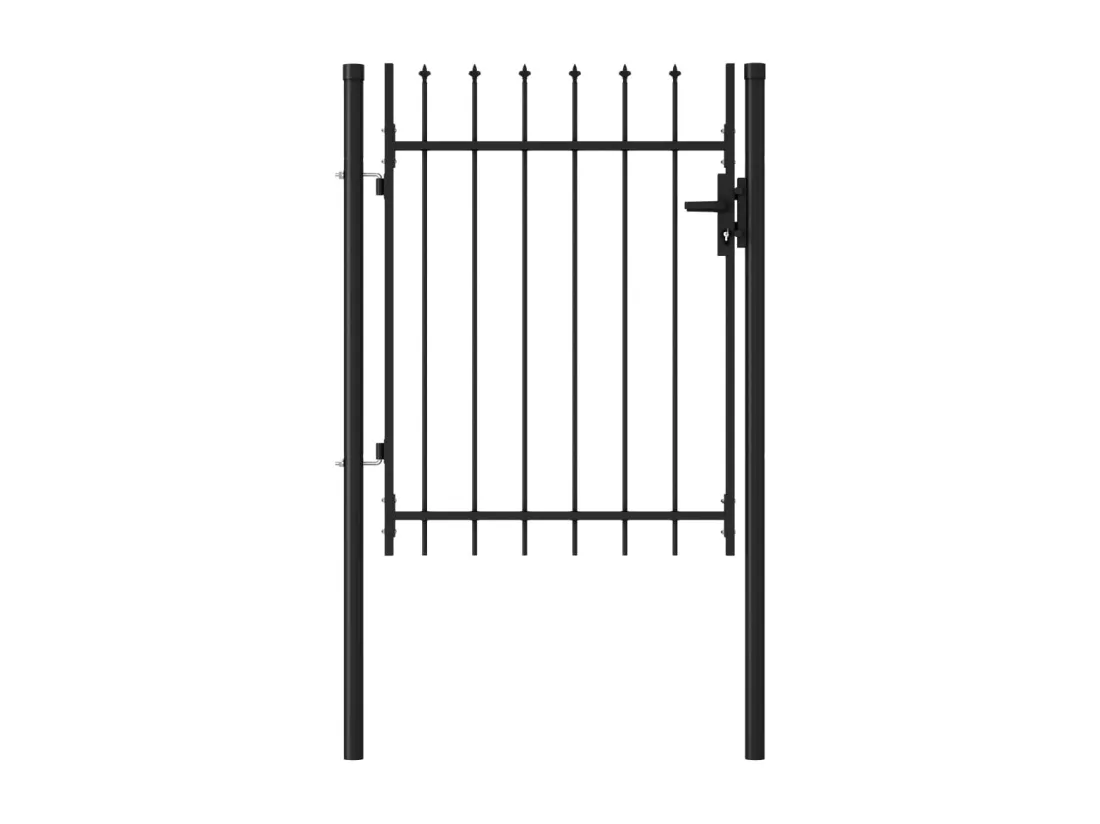 Portillon simple porte avec dessus à pointe Acier 1x1,2 m Noir