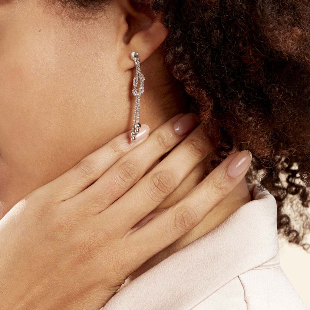 Boucles D'oreilles Pendantes Deauville Argent Blanc