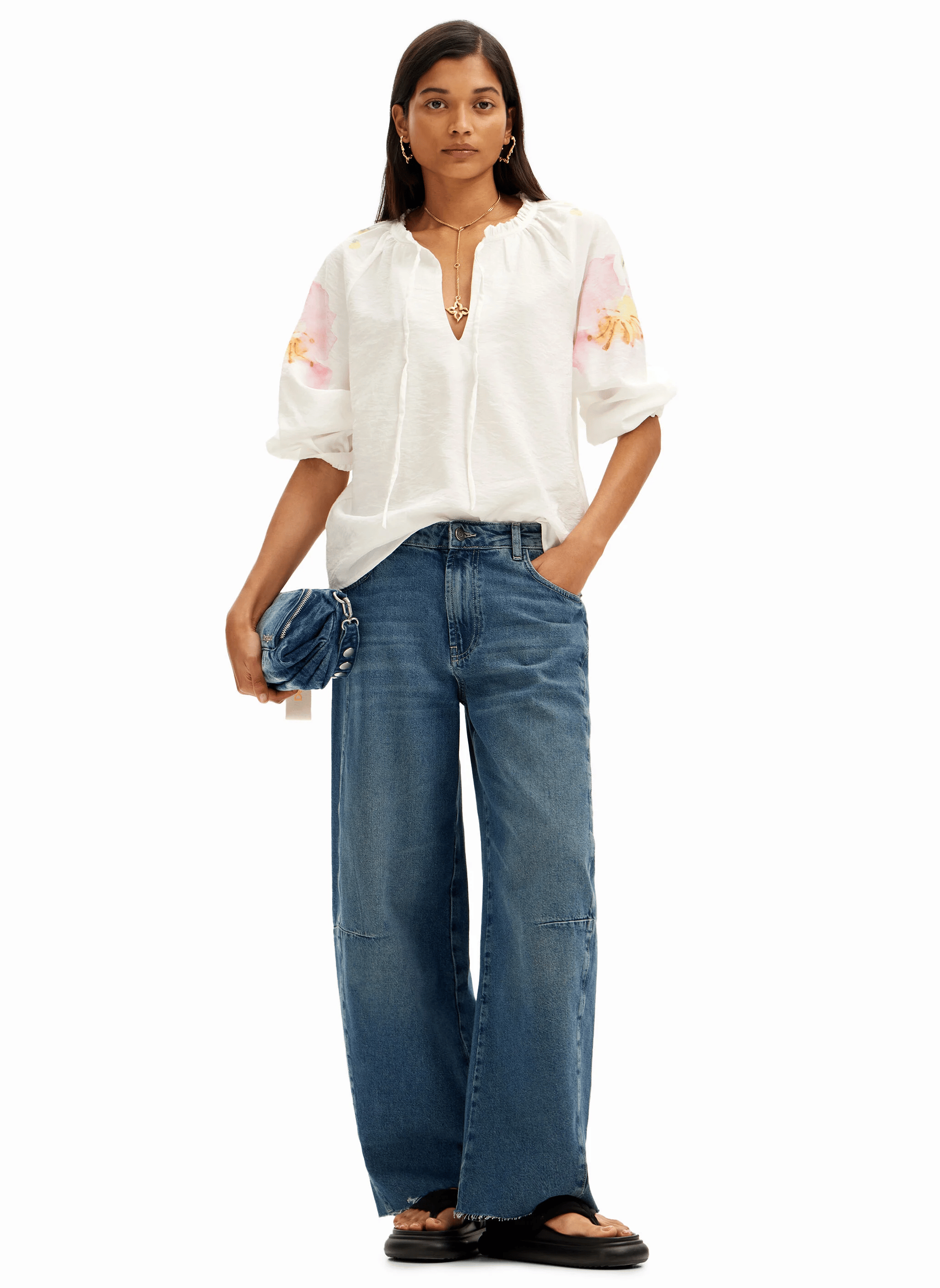 Blouse ample imprimé | Blanc