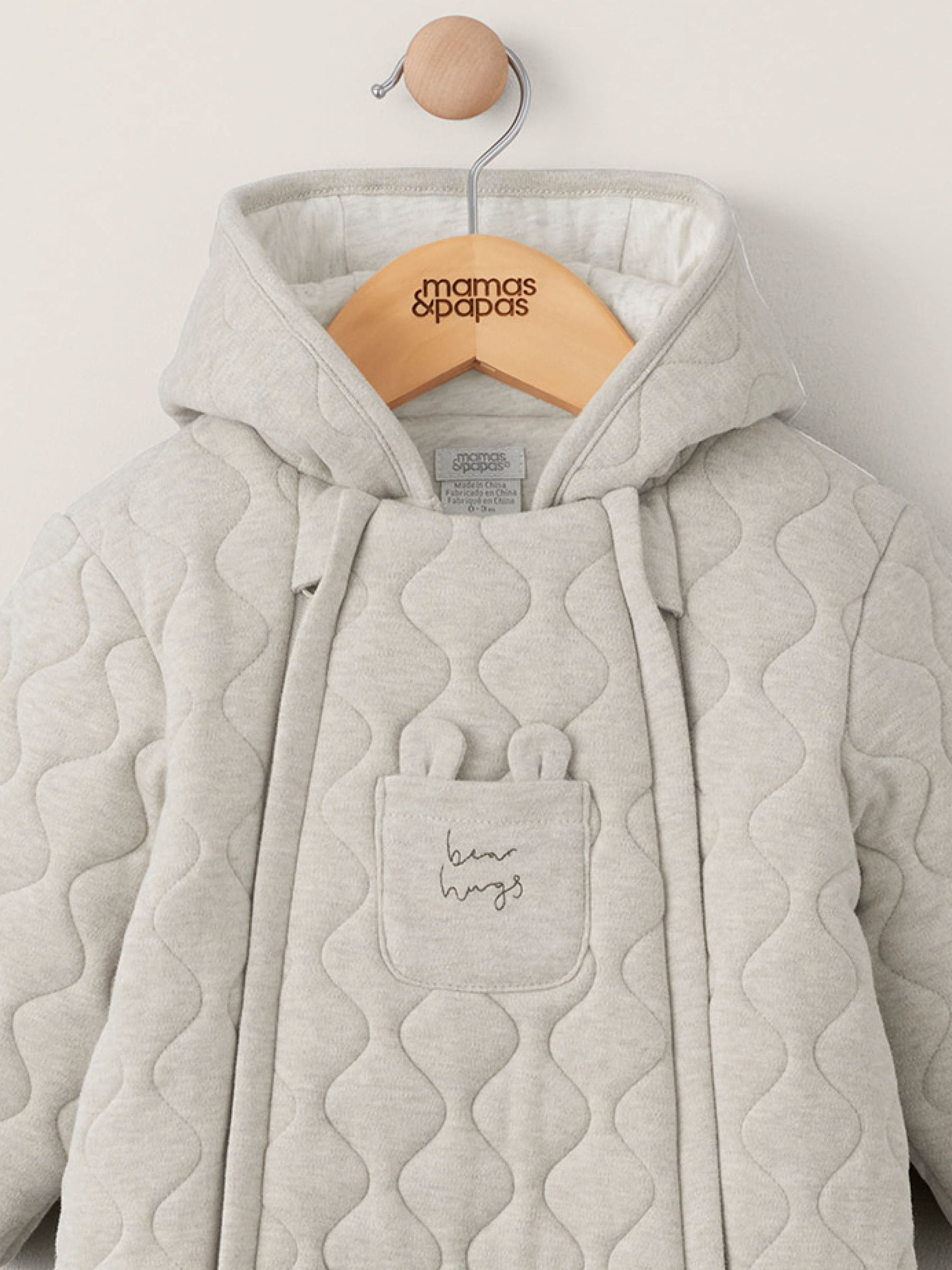 Mamas & Papas - Naturel doorgestikt jersey babypakje met beer van 100% katoen