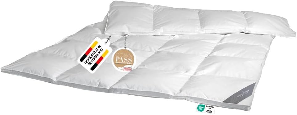 Daunendecke 135x200 cm Winter extra warm | 100% Daunen | 840g Füllgewicht | Allergiker geeignet (Nomite) | Oeko-TEX | Made in Germany