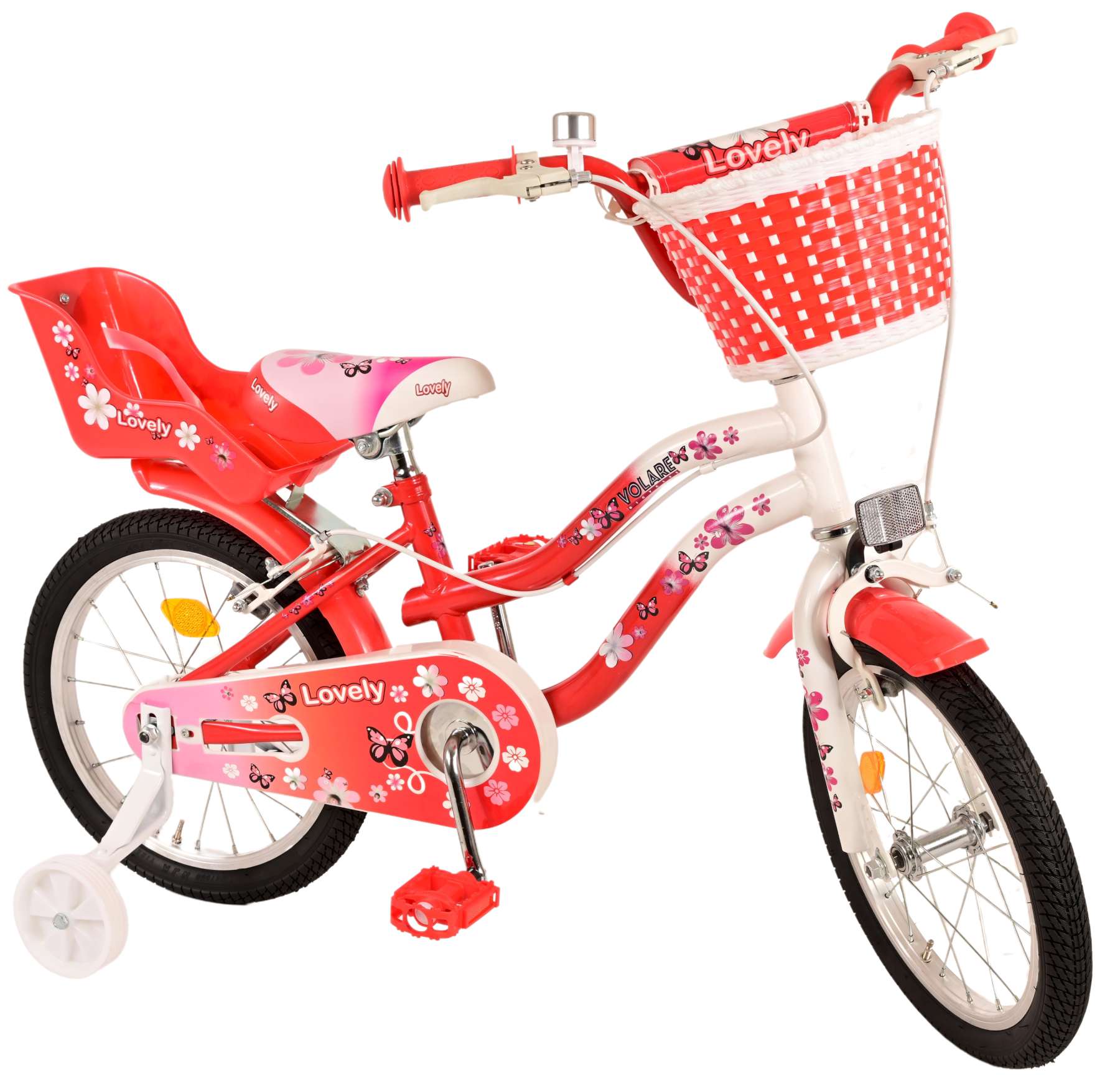 Kinderfahrrad Lovely Fahrrad für Mädchen 16 Zoll Kinderrad in Rot Weiß