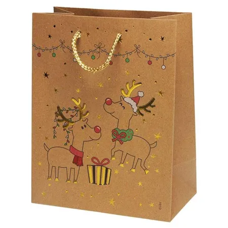 Xmas and more Geschenktasche Elch aus Kraftpapier, 10 x 18 x 23 cm