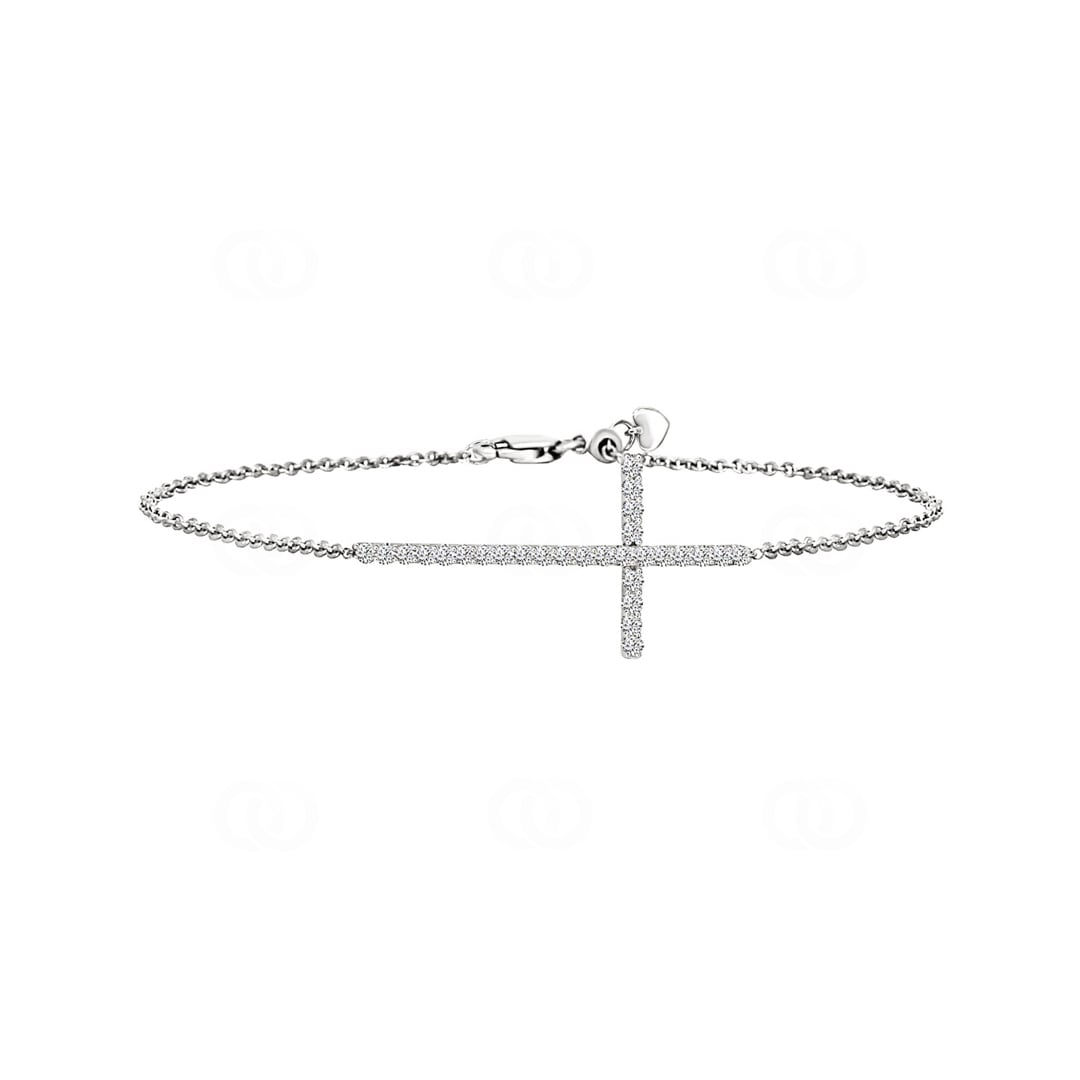 Armband 750/18 K Weissgold Kreuz mit Brillanten 0.50 ct H/si