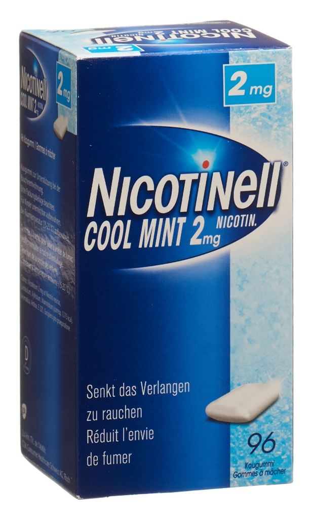 NICOTINELL Gum 2 mg<br>96 Stück, Blister, Wirkstoffhaltiger Kaugummi, cool mint