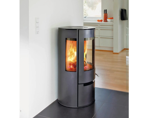 Aduro 9 stalen houtkachel in zwart met lade, 6 kW