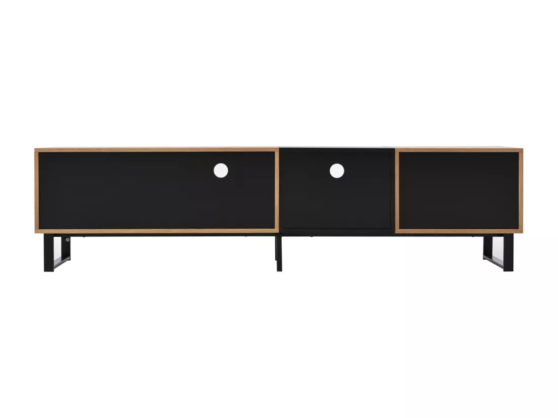 Meuble TV moderne au design noir et bois avec espace de rangement spacieux Modai