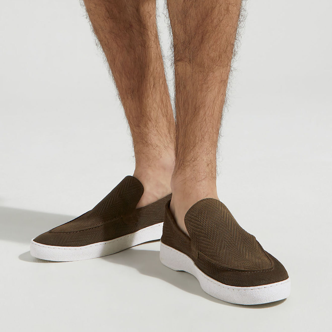 Comptoir GL Mocassins en Velours de Cuir embossés vert kaki