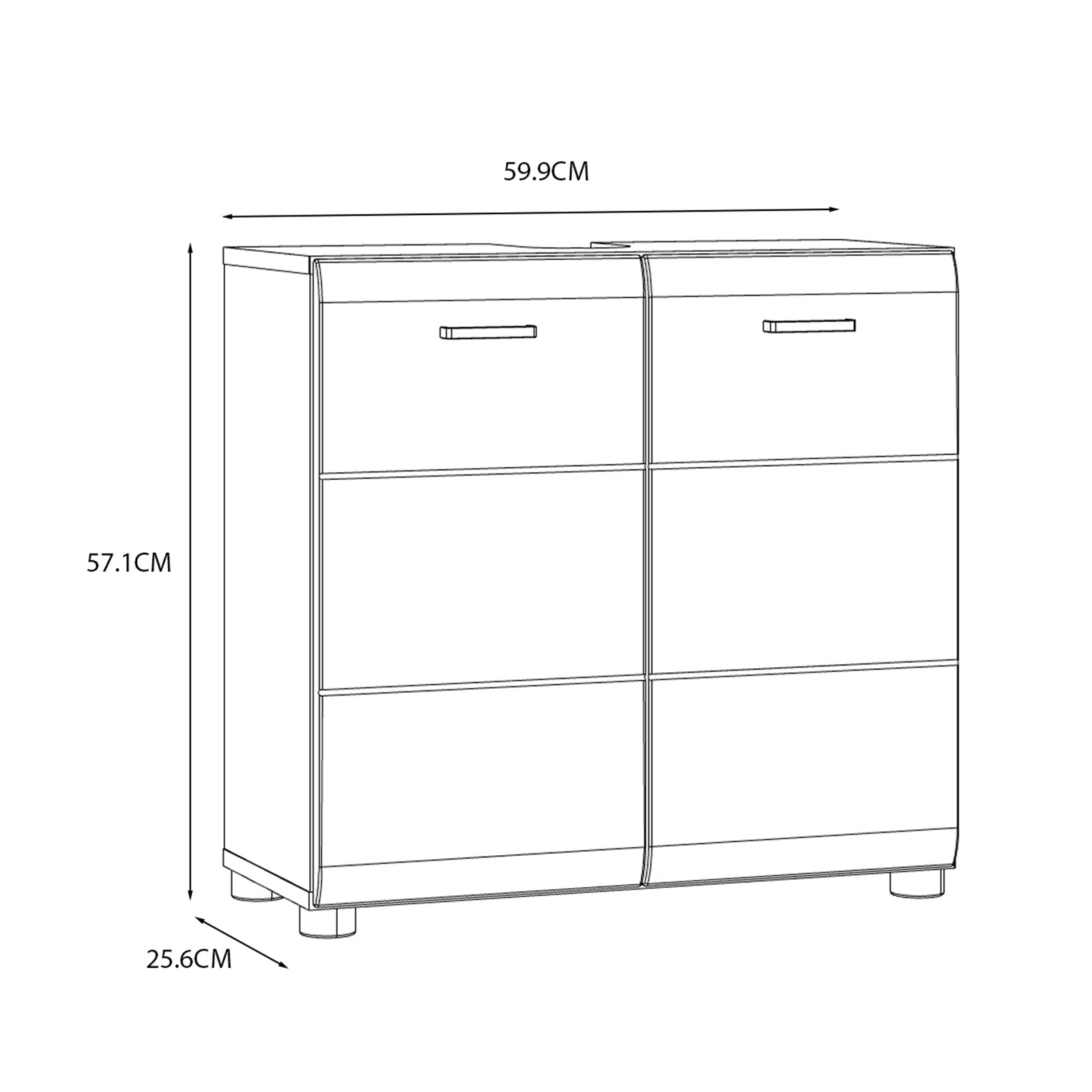 Waschbeckenunterschrank - weiß Hochglanz-weiß - 60 cm breit