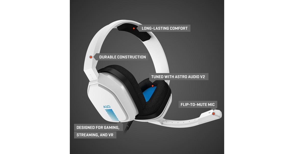 ASTRO GamingA10 headset over-ear gaming headset  (Wit/blauw, PlayStation 4, Xbox One, pc)