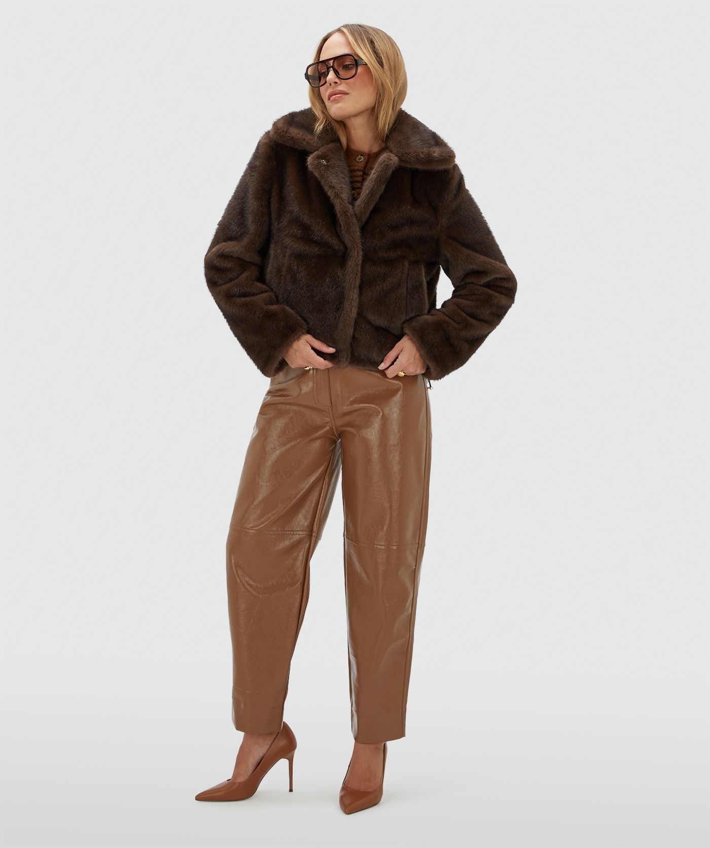 JV-LOVISA regular faux fur jas - soft brown