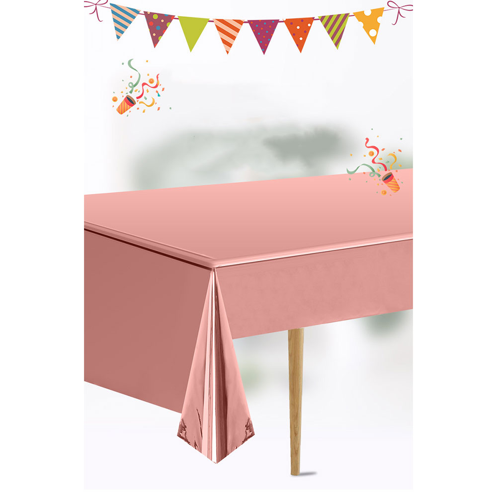 (271x137cm) Deko Folien Tischdecke Party Dekoration Tisch Tuch Metallic Design - Gold