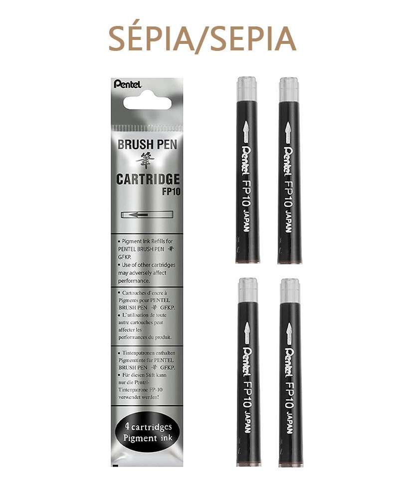 Recharge sepia FP10 pour feutre pinceau Pocket Brush Pentel GFKP