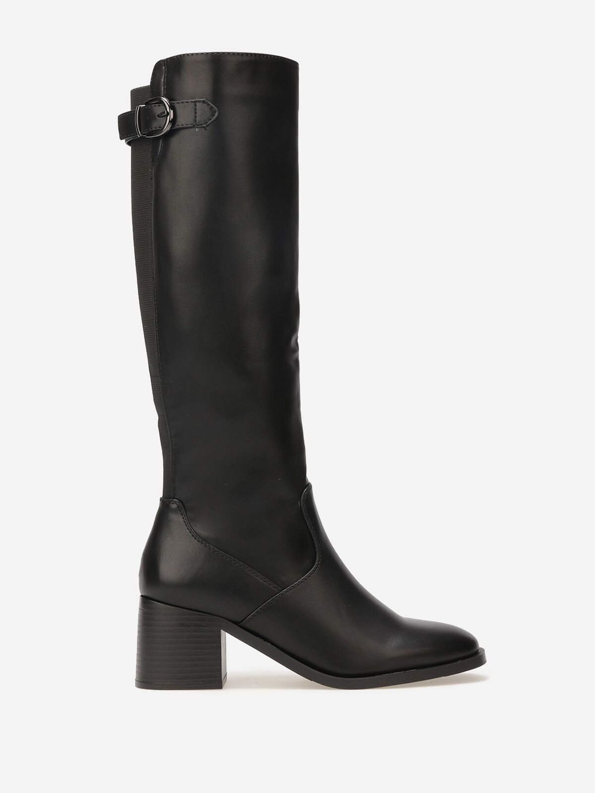 Bottes cavalières à sangle et boucle métallique- Noir