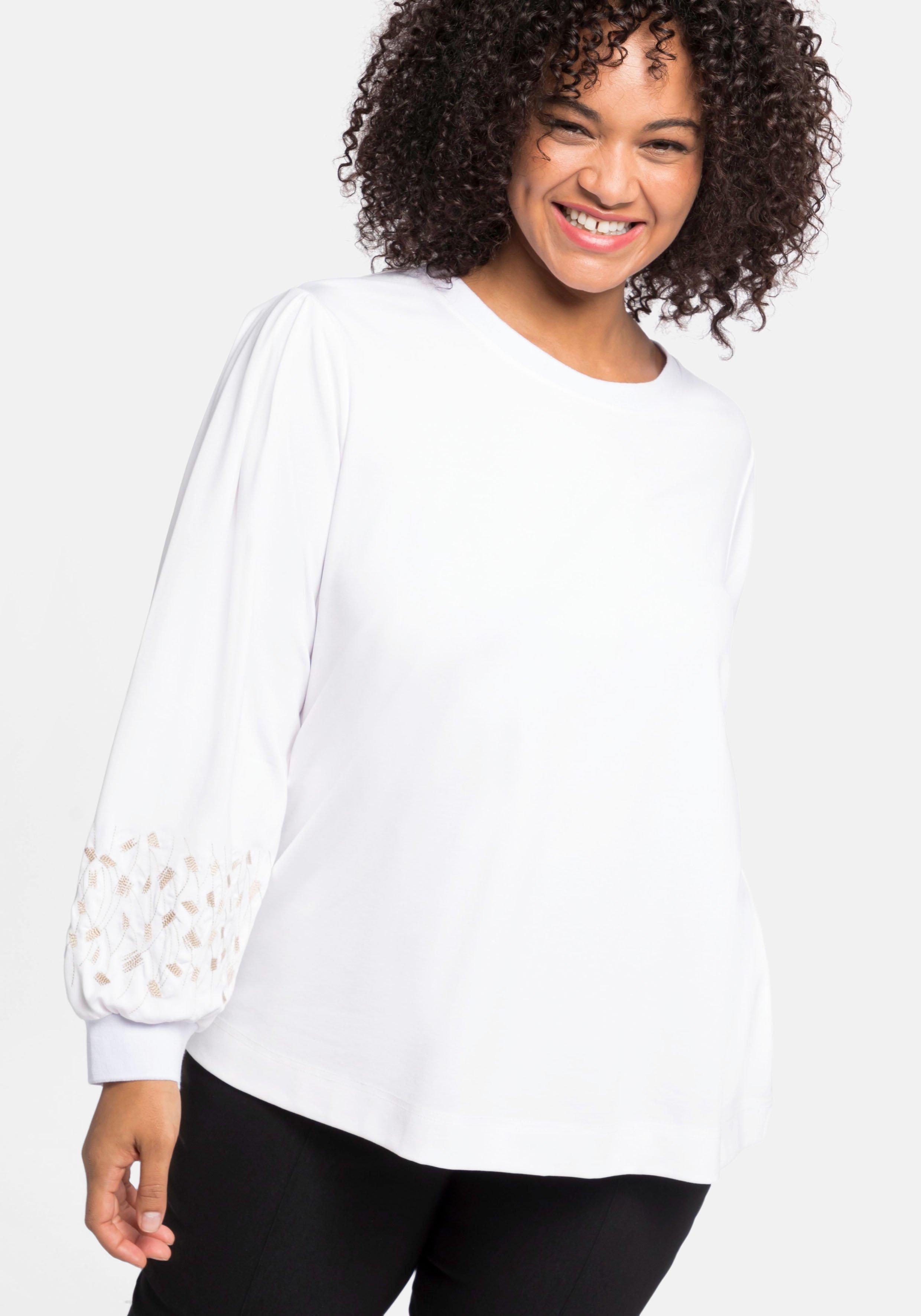 Langarmshirt mit Stickerei am Ärmel