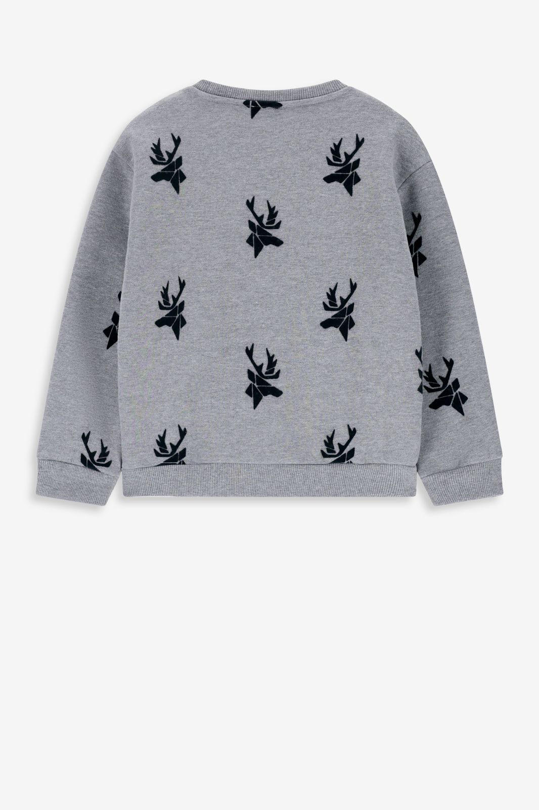 Grijze sweater met all-over rendierprint