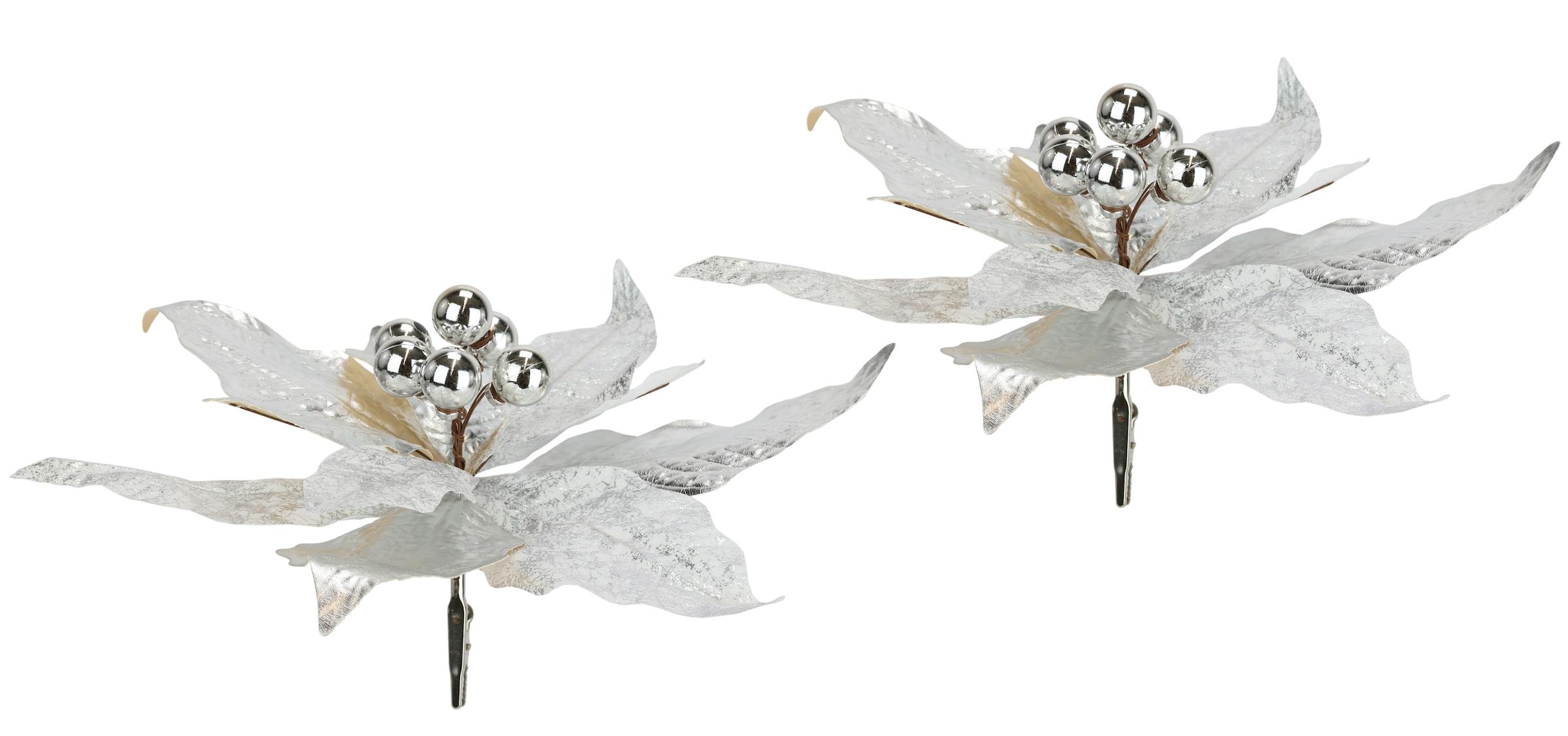 I.GE.A. Dekohänger »Poinsettia auf Clip« 2er Set 28cm Weihnachts-Christstern künstlich Weihnachtsblume gold