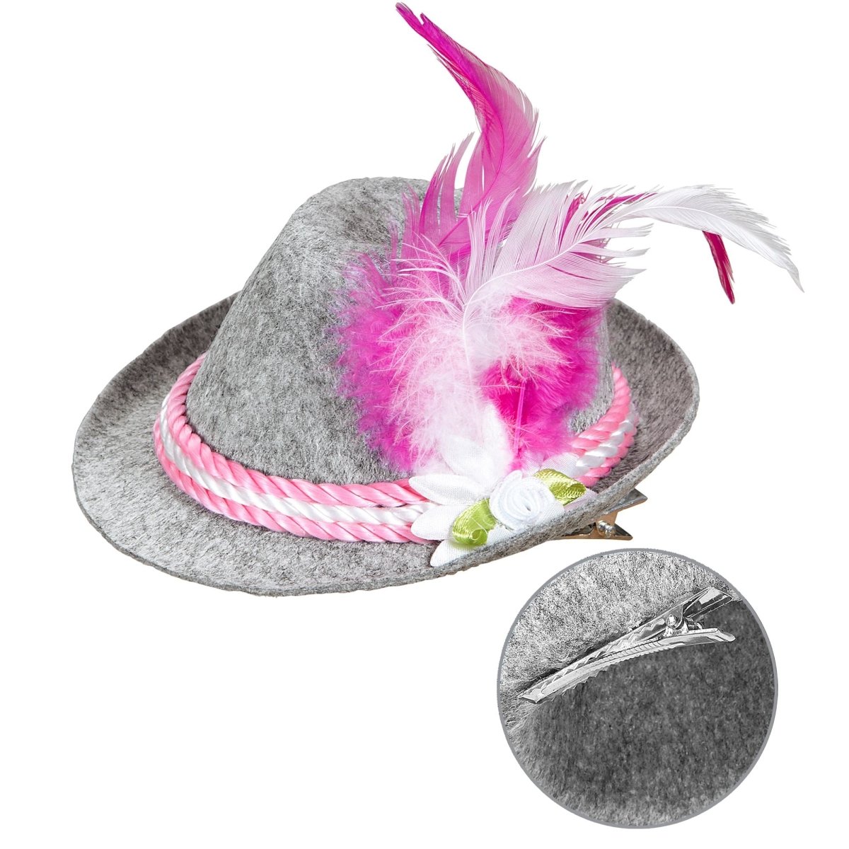 Oktoberfest Hoed Tiroler Mini Met Roze Veren