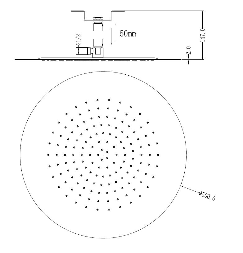 Mueller UFO inbouw regendouche 50cm chroom