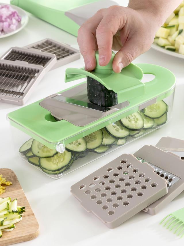 Gemüseschneider & Reibe, 7-in-1 – vielseitig, kompakt, scharf