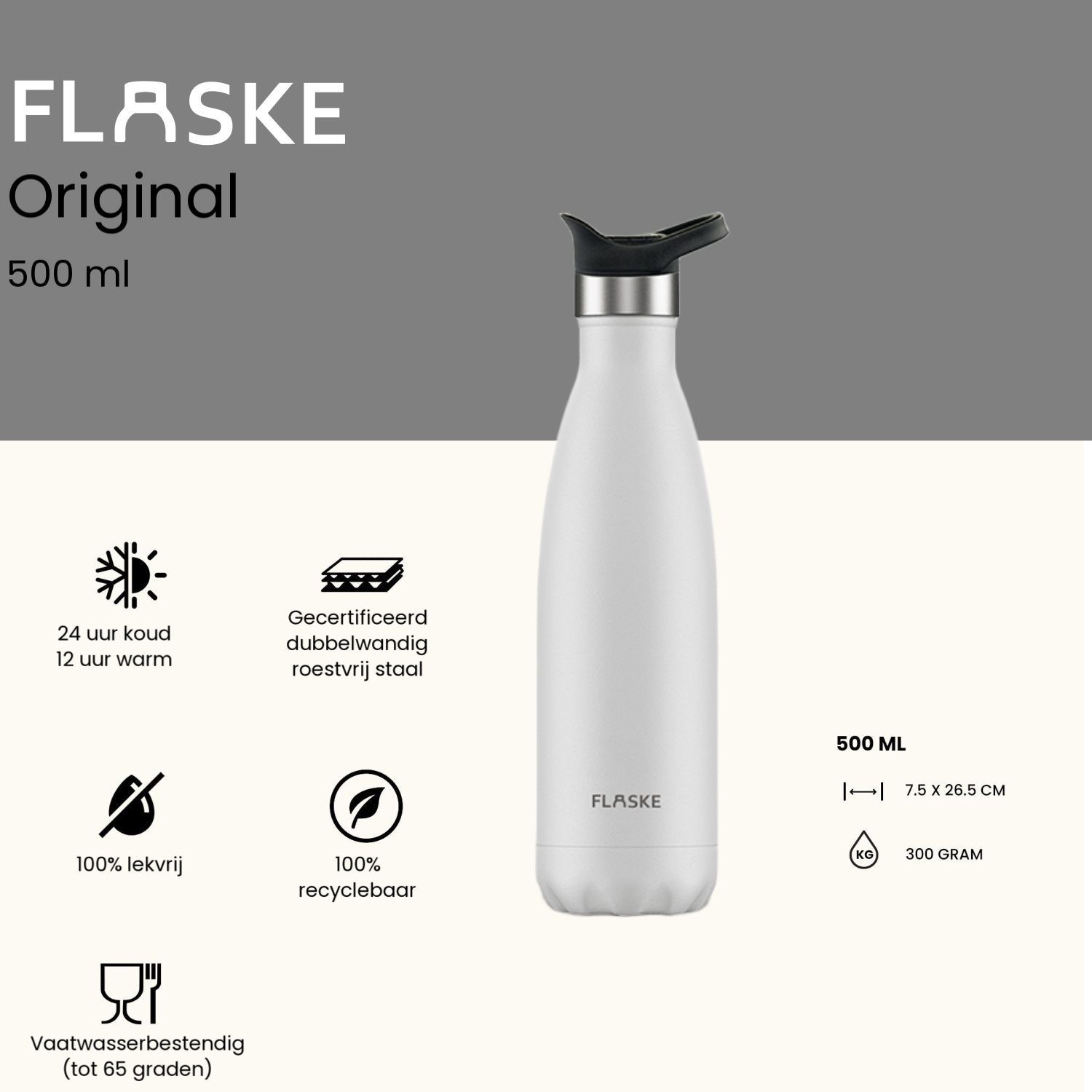 Flaske 500 ml  rvs drinkfles - ice