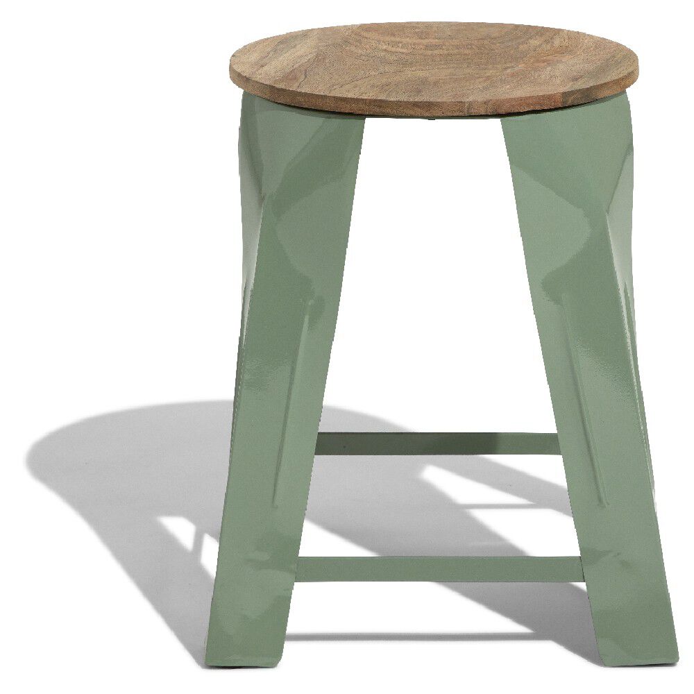 Pouf Nesh vert olive et bois clair