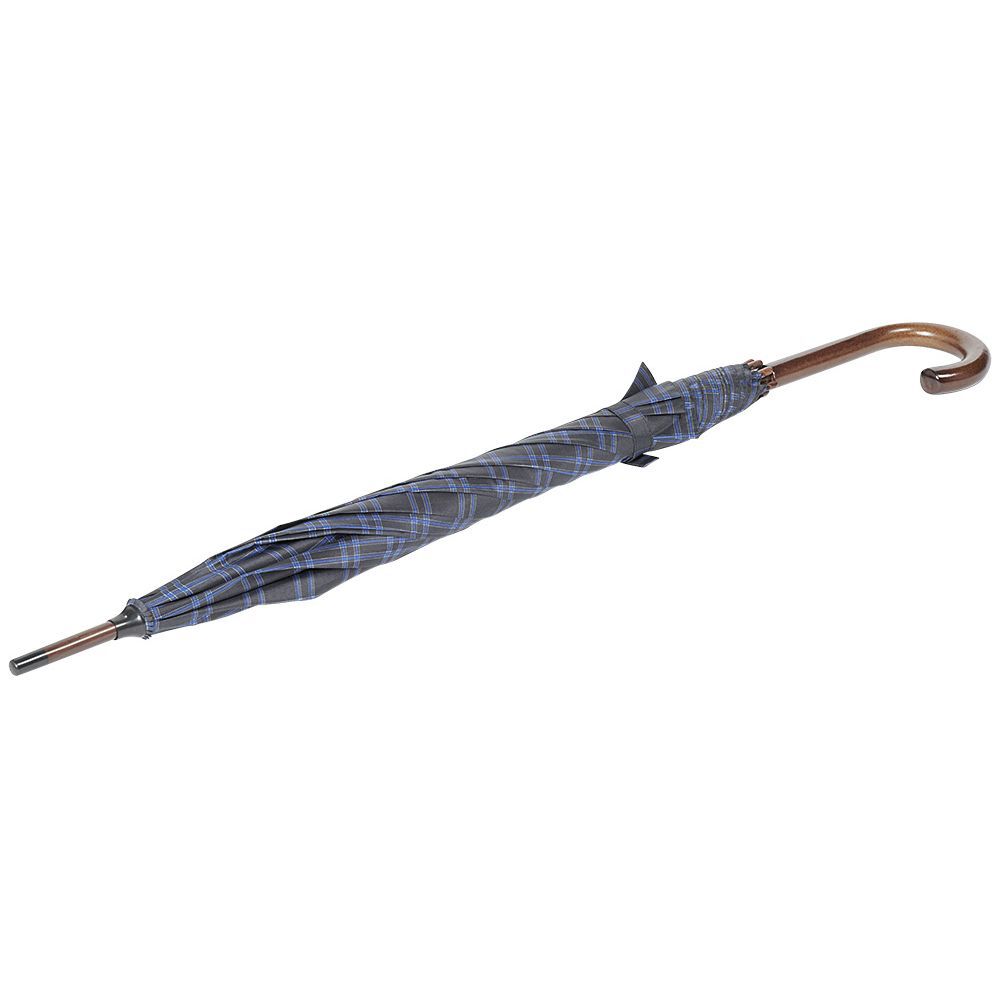 Parapluie canne à carreaux bleus et gris
