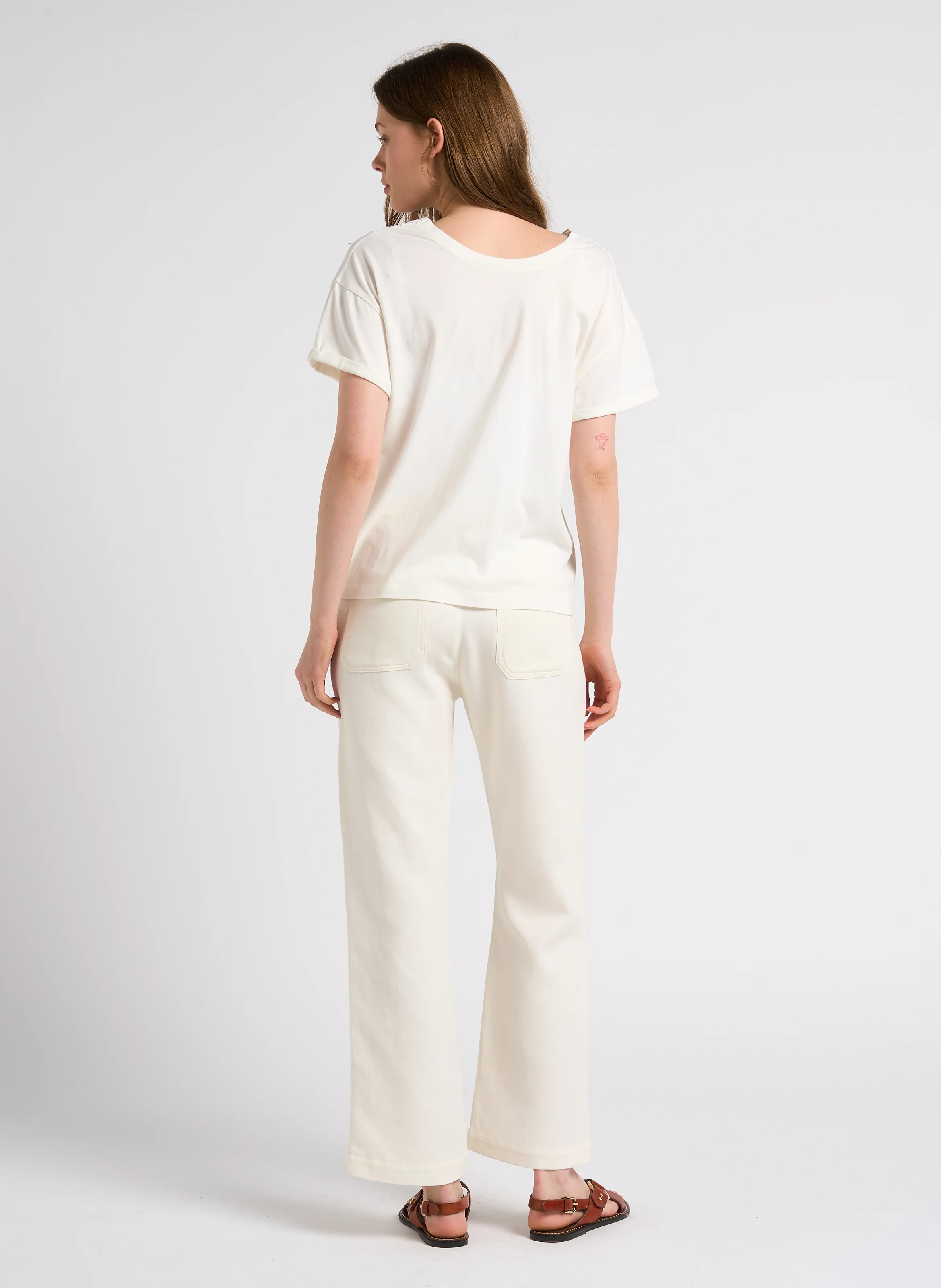 Tee-shirt réversible dentelle en coton | Blanc
