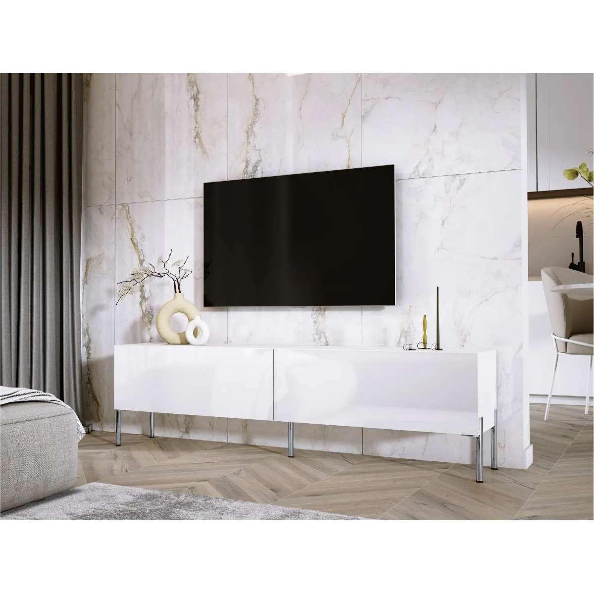 3xeliving Meuble TV Blanc