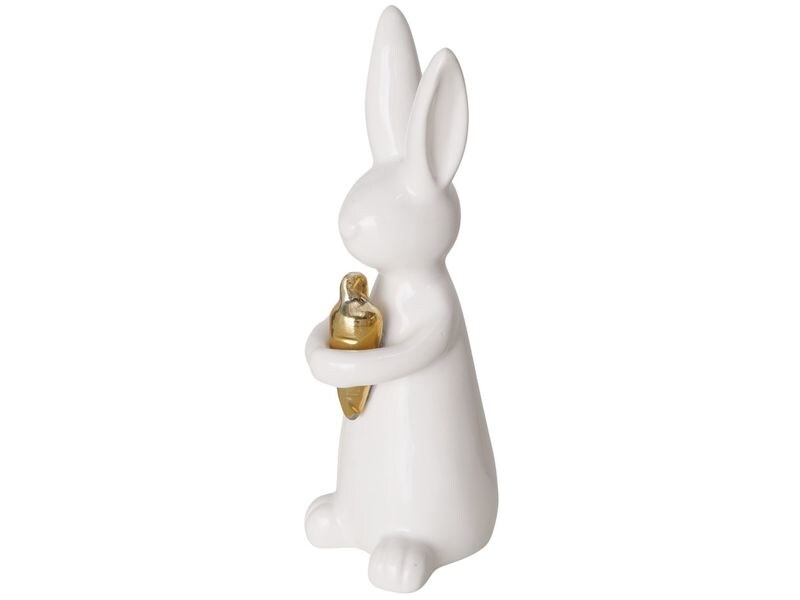 Boltze Aufsteller Hase Hopsi 15 cm, Keramik, Weiss Osterdeko