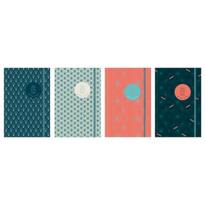 Agenda à élastique Lecas Graphics - 16 Mois - 1 semaine sur 2 pages - 16 x 24 cm - différents modèles disponibles